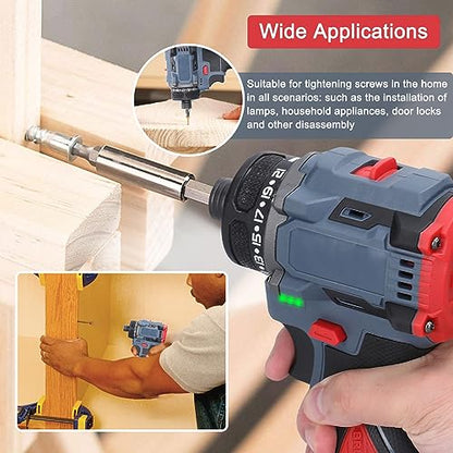Dioche Electric Screwdriver 16.8V Multi Function Brushless Cordless Impact Screwdriver (2pcs Batteries US Plug)