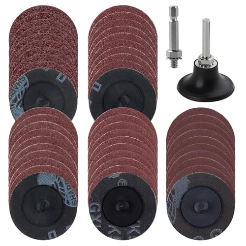 SPEEDWOX Quick Change Disc 50Pcs 2 inch Sanding Discs with 1/4" Disc Pad Holder for Die Grinder Quick Change Discs Abrasives Tool for Surface Prep Polish Burr Rust Paint Removal - style: Quick Change Disc with pad holders