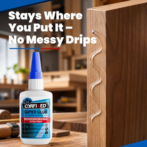 Gap Fill Wood Super Glue 2 oz, Heavy Duty Thick CA Glue for Woodworking - size: 2 oz