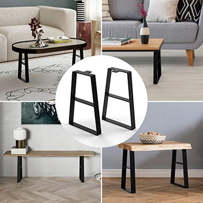 Orgerphy 16” Black Trapezoid Metal Bench Legs (2PCS) | Heavy Duty Furniture Legs for Bench| Mertal Table Legs| Screws and 4pcs Rubber Floor Protectors | Mid Century Modern Desk Legs Furniture Legs - size: 16 Inch