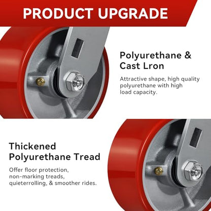 5"x2" Industrial Casters- Heavy Duty casters,Polyurethane Casters Wheel,Capacity up to 4000 Lb. Use for Platform Truck, U-Boat Cart,Workbenches(4 Swivel) - style: 5 inch