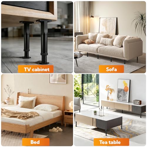 8 Pack Adjustable Bed Support Legs, 9 to 16.5 Inch with Screws