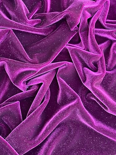 Premium Stretch Velvet Fabric by The Yard - Wrinkle-Resistant - Soft - Upholstery Fabric - Polyester Spandex Blend - for Clothing and Crafts - Resistant – 58-60 Inches Wide (Magenta, 1 Yard) - color: Magenta, size: 1 Yard