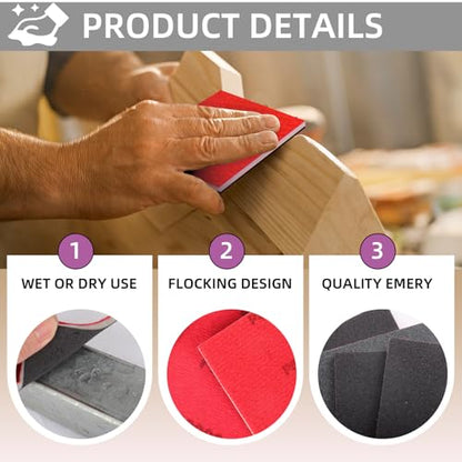 24Pcs Sanding Sponge 800 Grit Wet Dry Soft Foam Hand Sander Block - size: 24pcs 800 Grit, style: Aluminum