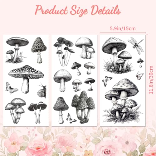 Peacoblue Vintage Mushrooms Rub On Transfers for Furniture Craft 6"x12" - style: Vintage Black and White Mushrooms