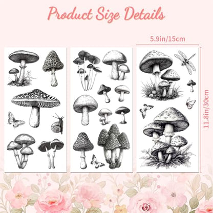 Peacoblue Vintage Mushrooms Rub On Transfers for Furniture Craft 6"x12" - style: Vintage Black and White Mushrooms