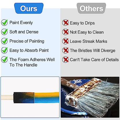 40 Pcs Foam Brush,1” Foam Paint Brushes, Wood Handle Sponge Paint Brush, Brushes for Painting for Staining, Varnishes, and DIY Craft Projects (Pack of 2) - size: 40PCS (Pack of 2)