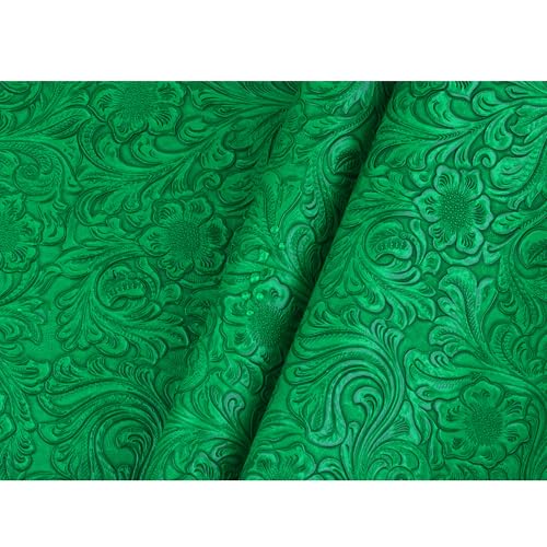 Solid Color Embossed Faux Leather Sheets 12 "x53 (30cm x 135cm) Embossed Texture Leather Fabric, Widely Used in Leather Earrings, Keychains, Sewing DIY Projects ﻿ (Green) - color: Green