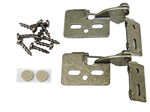 2 YOUNGDALE #6 Antique Brass 1/2 Overlay 5/8-1" Thick Door Concealed Snap Close Cabinet Hinges Frameless Framed Face Bumpers Screws Easy Simple Installation Table Saw Plunge Router Notch Embedded
