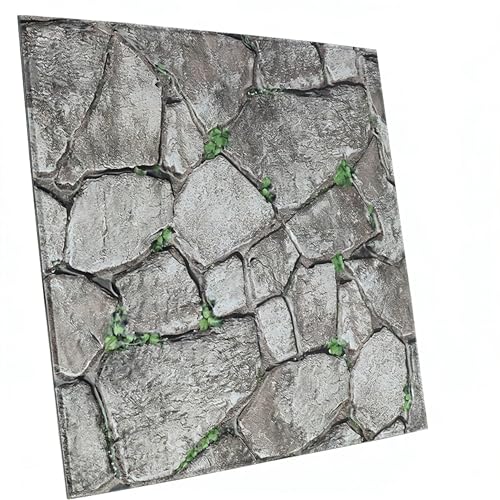 3D Panels Peel and Stick,Simulated Stone Wall,PVC Waterproof Self Adhesive Decorative for Interior Wall Decor,Living Room,TV Background,Study Room 10 Pcs 11.81x11.81 Inches. - color: New Stone