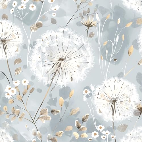 Nukofal Floral Wallpaper Peel and Stick Dandelion Contact Paper 16.9"x118" - color: Dandelion, size: 16.9" x 118.1"