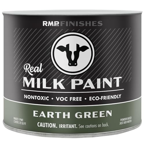RMP Finishes Real Milk Paint Powder for Wood Furniture, Cabinets, Walls, Brick, and Stone, Matte Finish, Water-Based, Organic, Earth Green, 1 Pint - color: Earth Green, size: 16 Ounce (Pack of 1)