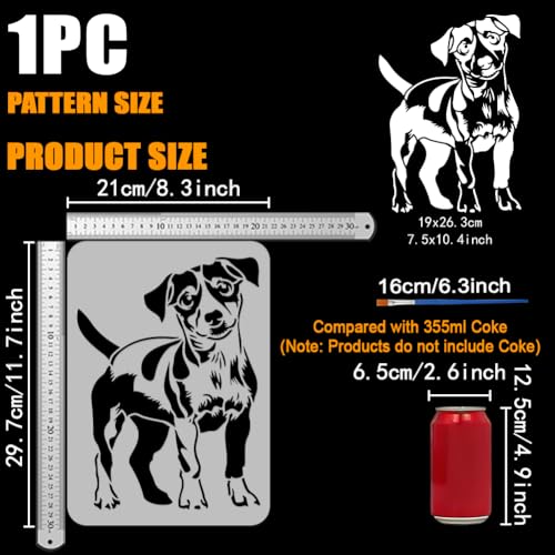 FINGERINSPIRE Puppy Stencils with a Brush 11.7x8.3Inch Chinese Little Dog Painting Stencils Cartoon Dog Pattern Stencil Animal Themes PET Template for Wood Floor Tile Wall Fabric Furniture DIY - color: Puppy