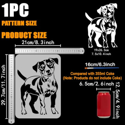 FINGERINSPIRE Puppy Stencils with a Brush 11.7x8.3Inch Chinese Little Dog Painting Stencils Cartoon Dog Pattern Stencil Animal Themes PET Template for Wood Floor Tile Wall Fabric Furniture DIY - color: Puppy