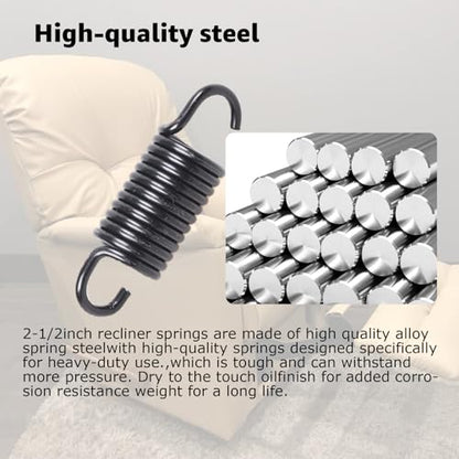 2-1/2 inch Overall Length Spring Furniture Replacement Extension Tension Springs, Fit for Recliner Sofa Trundle Bed Stretch Spring Parts,12 Coils, Black (Pack of 8) - size: 2-1/2 in