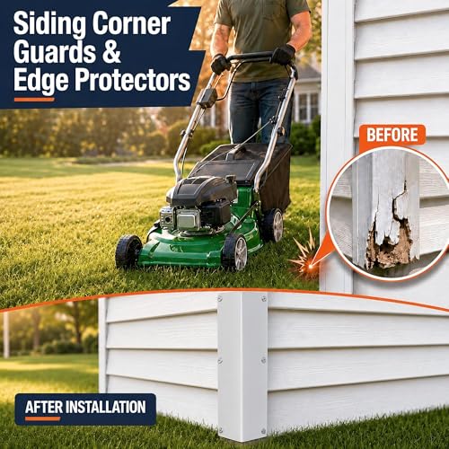 Stainless Steel Vinyl Siding Corner Guards- 2 Pack 11.8x3.4x3.4 Cap Trim - color: White