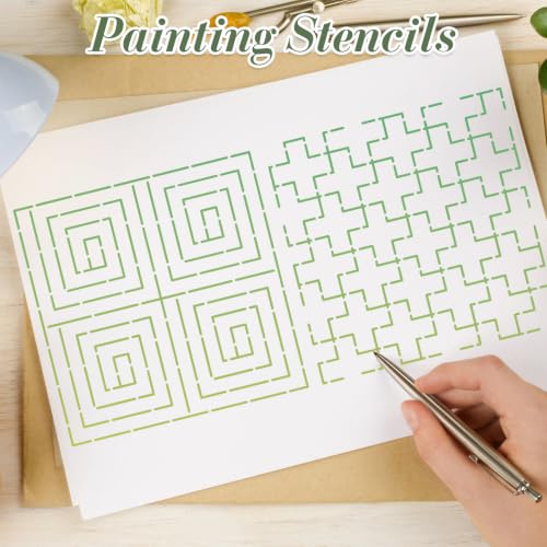 Geometric Texture Stencils for Crafts Reusable 31Pcs Stencils(5.1X5.1 Inch) - color: Texture 32