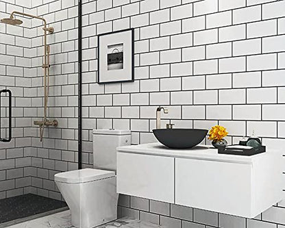 DICOFUN 1 Polished White Thick PVC Peel and Stick Backsplash, Ceramic Look Subway Tile Kitchen Backsplash Wall Tile - color: Polished White, size: 1 Sheet, 12"x12"x0.12"