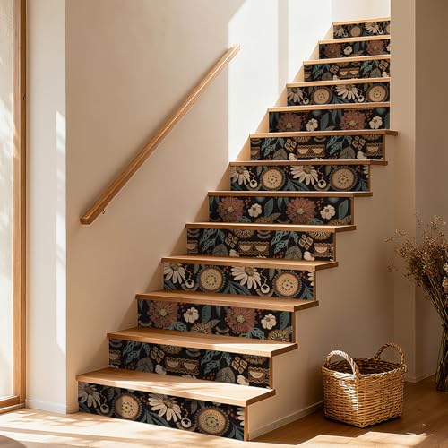 Boho Peel and stick Wallpaper Removable Sun Flroal Vintage Contact Paper - size: 17.4" x 393"