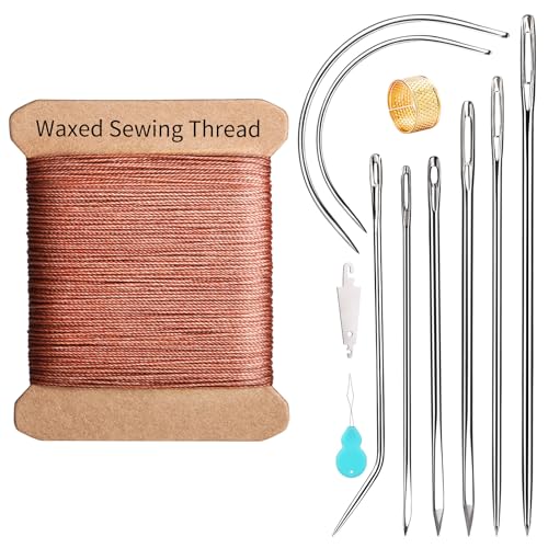 Waxed Thread 32 Yard 0.55mm Round Heavy Duty Leather Thread - color: Brown