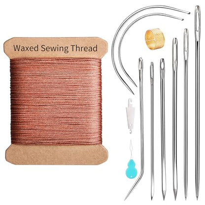 Waxed Thread 32 Yard 0.55mm Round Heavy Duty Leather Thread - color: Brown