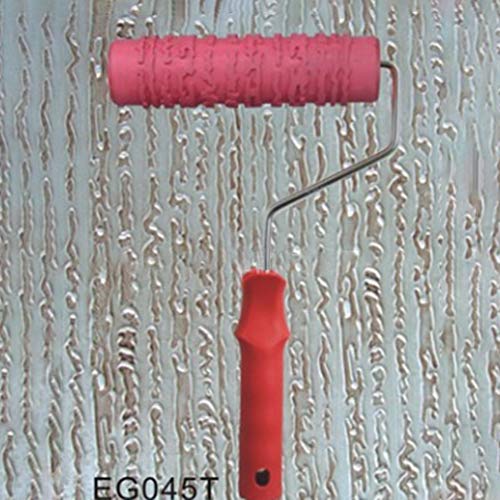 Utoolmart 7" Home Wall Rubber Paint Roller 175mm Wooden Grain Painting Roller with Plastic Handle 1Pcs - size: EG045T