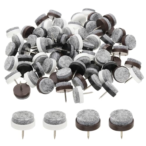 PATIKIL 22 mm Nail-on Felt Pads, 72 Pcs Round Felt Furniture Sliders Pads Heavy Duty Floor Protectors for Wooden Chair Sofa Cabinet Table Leg Feet Hardwood Floors, Black/Brown/White - color: Black/Brown/White, size: 22 mm