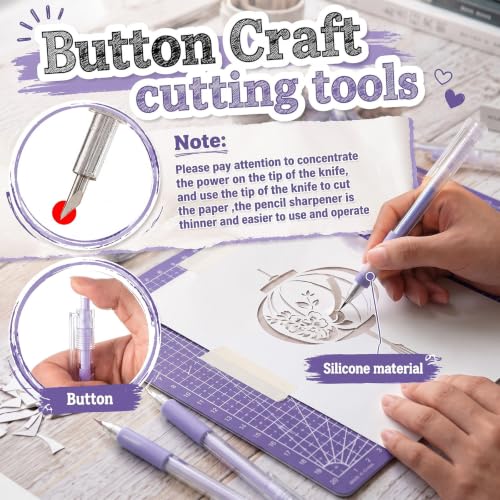 24 Pcs Craft Knife Pen Set, 6 Craft Knives with 12 Refills, Purple - color: Purple