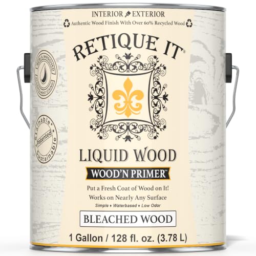 Retique It Wood'n Primer - Paint it then stain it - Stainable Wood Fiber Paint (Bleached Wood, X-Large) - color: Bleached Wood, size: 128 Fl Oz (Pack of 1)