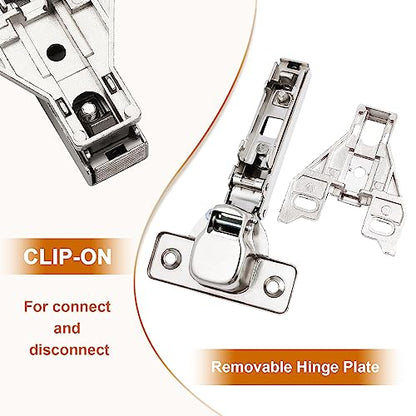 Probrico 6 Pairs（12 Pack） Kitchen Cabinet Hinges for Face Frame Cabinet, Concealed Cabinet Hinges Brushed Satin Nickel with Mounting Screws - size: 6 Pairs