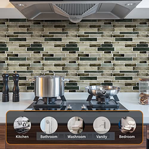 WOWSTAR 10-Sheet Peel and Stick Backsplash Tile for Kitchen, Back Splash Stick On Tiles for Kitchen Wall (Dark Brown) - color: Dark Brown