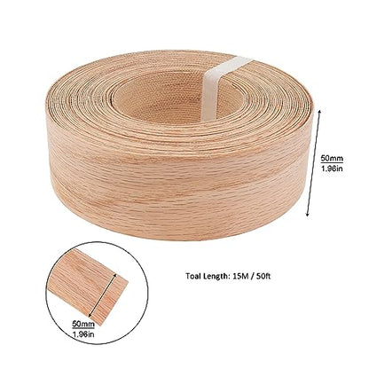 Oak Edge Banding 2 inch x 50ft Roll Wood Veneer Edging Strips Real Tape Banding for Cabinet Furniture Repair