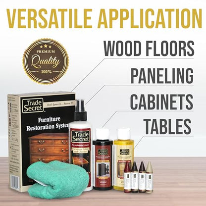 Trade Secret Wood Furniture Repair Kit with Polish, Sticks and Cloth - color: Light and Dark Wood