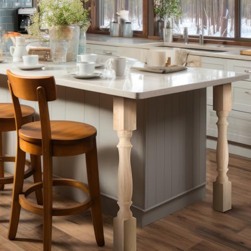 DoubleFill 2 Pcs Unfinished Kitchen Island Legs Wood Table Legs, Elegant - color: Elegant, size: 35.4" H X 3.7" W X 3.7" D