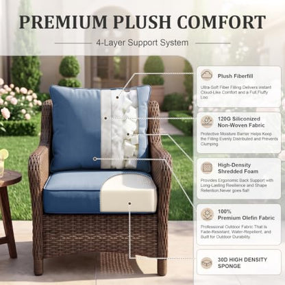 ZCUBED Luxury 6.2" Thick Outdoor Chair Cushions 2 Set - 22 x24 Inch 30D Sponge Filling Fade-Resistant Chair Cushion, Water Resistant & Removable Cover Patio Furniture Replacement Cushion,Baby Blue - color: Baby Blue, size: 22"x24" Extra Thick