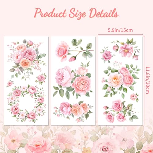 Peacoblue Pink Flowers Rub On Transfers for Furniture Craft 6"x12" - style: Pink Flowers