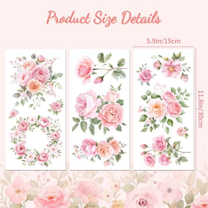 Peacoblue Pink Flowers Rub On Transfers for Furniture Craft 6"x12" - style: Pink Flowers