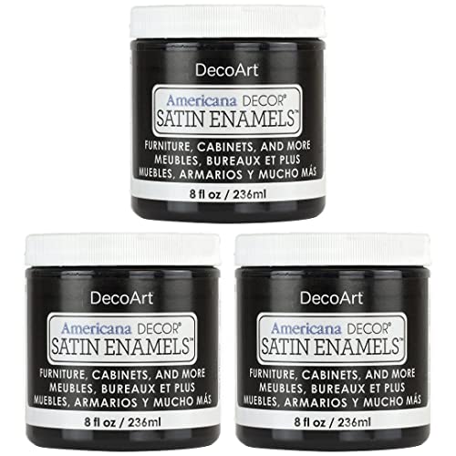 DecoArt Satin Enamels Classic Black, 8 fl oz, Jar (Pack of 3) - color: Classic Black (3 Pack)