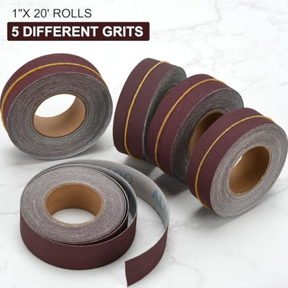 Emery Cloth Roll, 5 Grits 6 Meters Abrasive Sandpaper - size: 5Rolls 20FT