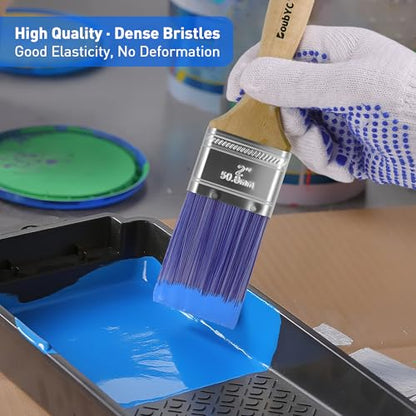 Paint Brushes - 12 Pack, 2" Flat Brushes, Paint Brush Set, Wood Paint Brushes for Walls, Stain & All Oil Paints - Home Improvement - Interior & Exterior Use - color: 12 Pack