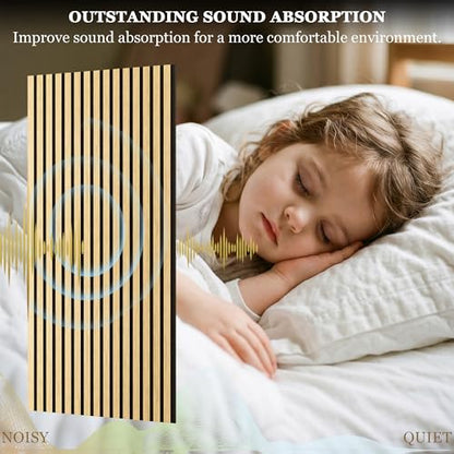 4-Pack Wood Veneer Acoustic Wall Panels Decorative Acoustical Panel - color: Yellow