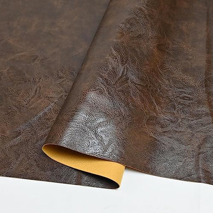 150x140cm Dark Brown Soft Faux Leather Fabric, 1mm Thick PU Material - color: Dark Brown, size: 59x54 inch