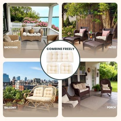 Wicker Chair Cushions 3 Piece Set, Waterproof Outdoor Cushion for Patio Furniture, Loveseat and U-Shaped Wicker Furniture Cushions, Khaki - color: Khaki