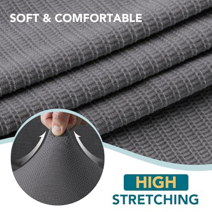 Turquoize Sofa Cover 3 Piece T Cushion Loveseat Covers for 2 Cushion Couch Thick Velvet Couch Cover Stretch Furniture Covers with 2 Individual T Cushion Covers, Washable (2 Cushion Loveseat, Gray) - color: Grey, size: Loveseat (2 Cushion)