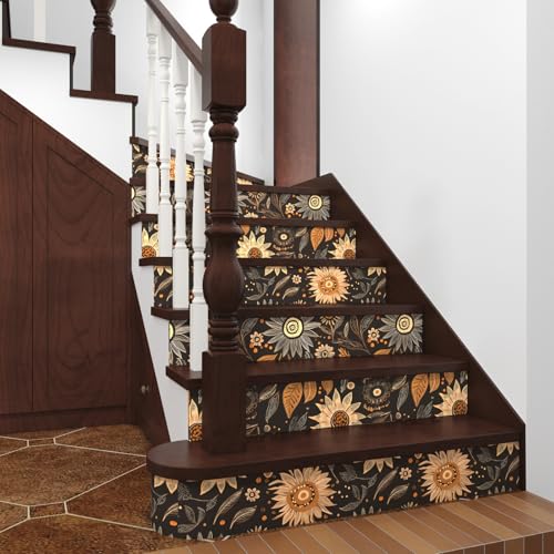 Laatse Boho Floral Wallpaper Peel and Stick 17.5" × 118", Black - color: Black,Brown, size: 118" x 17.5"