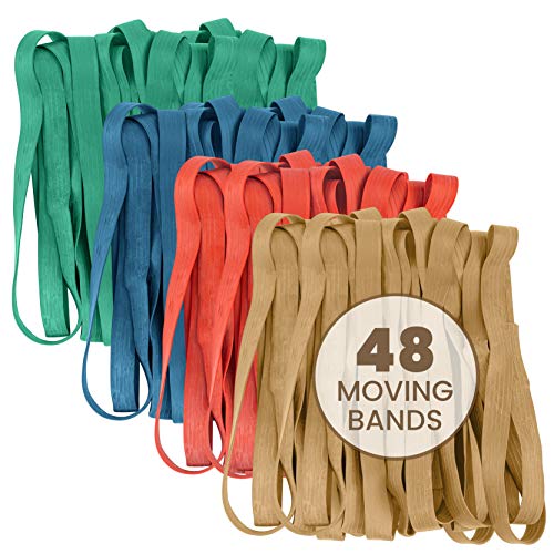 kitchentoolz 48 Pack Mover Bands – Extra Large Rubber Bands for Furniture & Moving Blankets – Heavy-Duty Stretch Bands in 4 Sizes (25", 30", 36", 42") - size: 48-Pack Variety