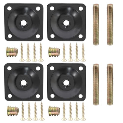 Leg Mounting Plates, 5/16" (M8), Black, 4 Pcs
