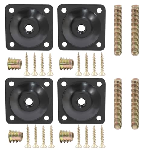 Leg Mounting Plates, 5/16" (M8), Black, 4 Pcs
