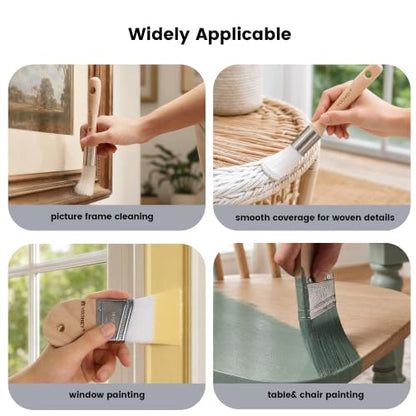 VOOMEY 2 Inch Angled Paint Brushes & 1 Inch Detail Round Brush, 3 Pack - size: 3 pack