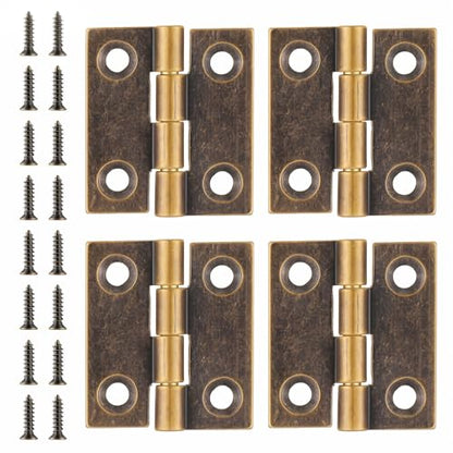 Small Hinges for Wooden Box, 4 Pcs Quality Brass Folding Jewelry Box Hinges - color: Antique Bronze
